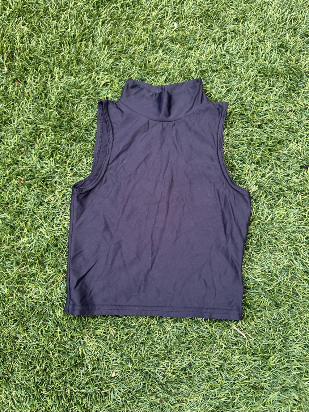Blackmilk Black Sleeveless Mock-Neck Crop Top